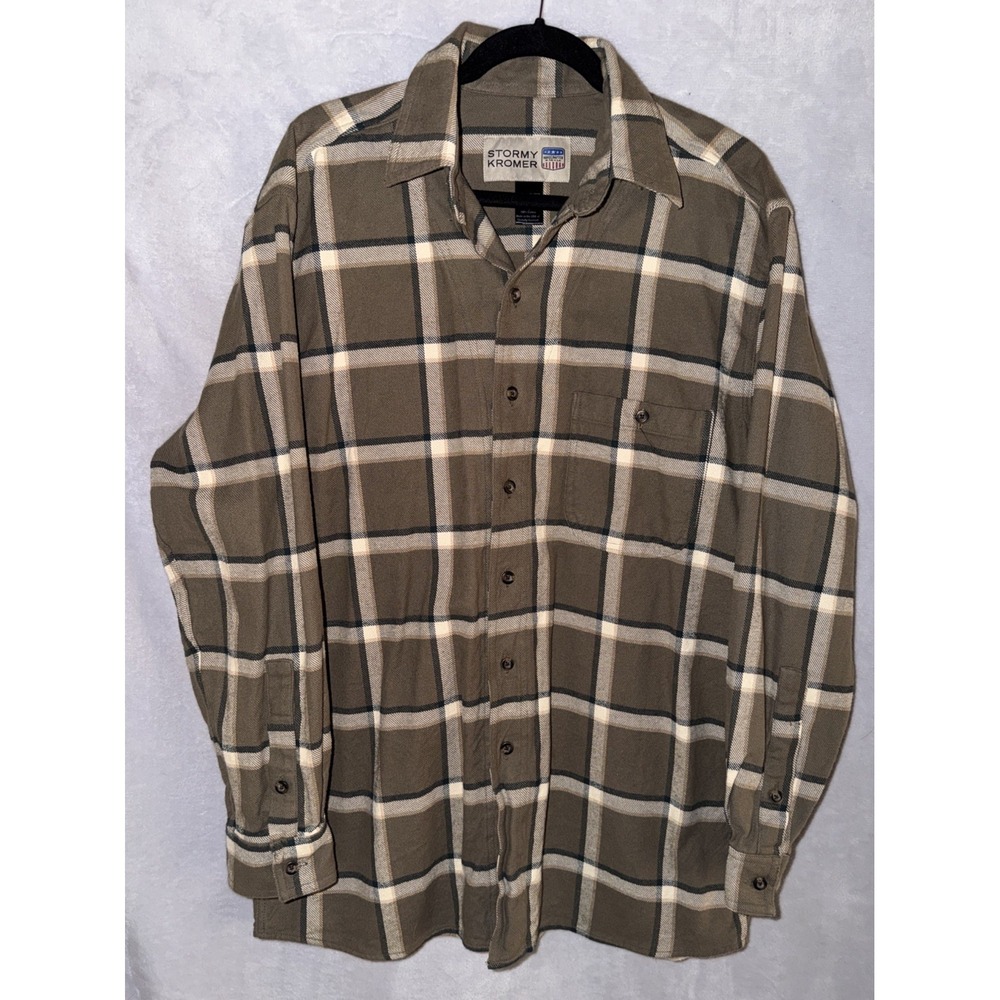 Stormy Kromer 1903 Flannel Button Up Shirt Plaid Men's Large Made In USA